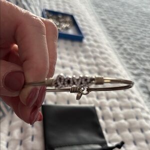 Silver Love Charm Bangle Bracelet